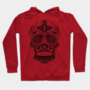 skull in mexican floral totonac pattern with deadly smile Hoodie